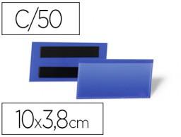 50 fundas magnéticas Durable 100x38mm. plástico azul ventana transparente
